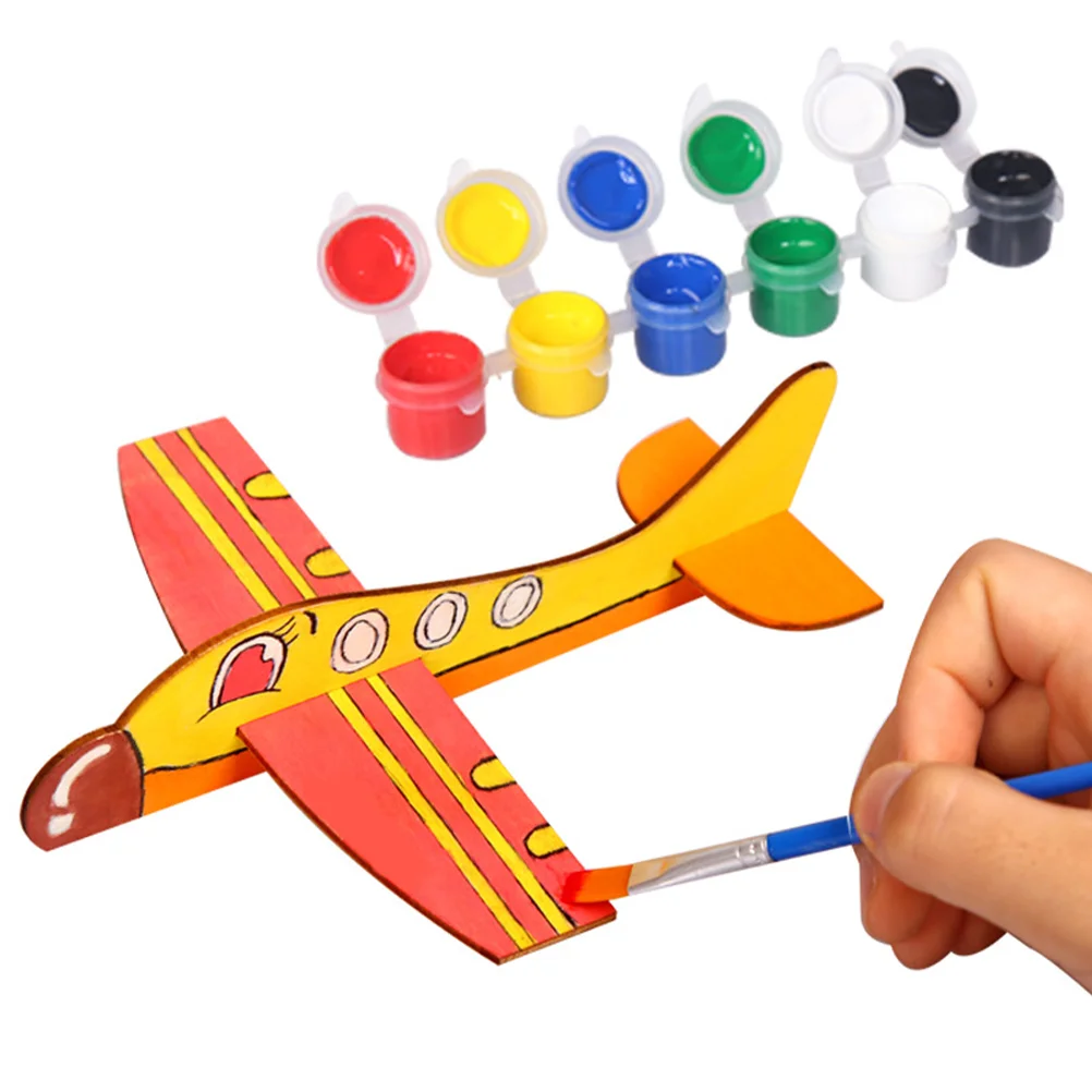 20 Pcs Blank Wood Aircraft DIY Mini Kids Drawing Tool Accessories Painting Model Wooden Airplane Child