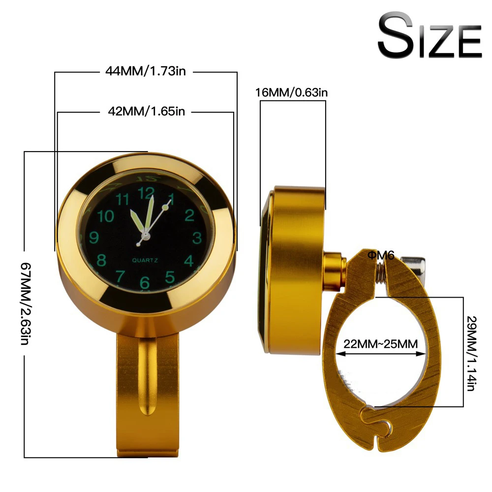 Waterproof Timetable Handlebar for Motorcycle Luminous Clock Scooter Bicycle Handlebar Watch Aluminum Alloy Clock for Motorcycle - view 2