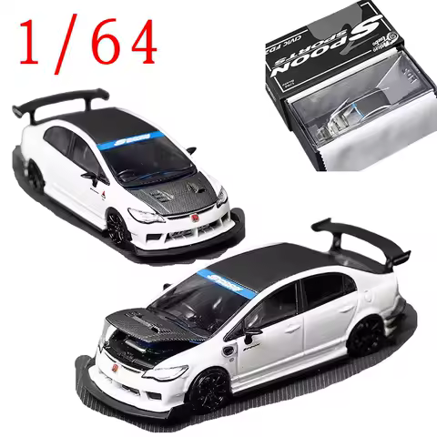 Micro Turbo Diecast Car 1/64 Scale Honda Civic FD2 TYPE R Sports Car Model Alloy Honda FD2 TYPE Racing Car Model Gift Ornament