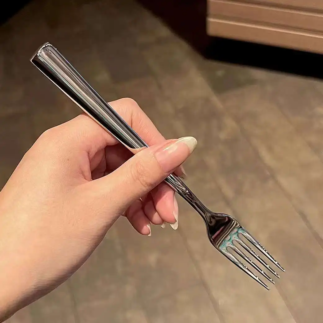 شوكة شريحة لحم من الفولاذ المقاوم للصدأ عالية المظهر للمطبخ الغربي، شوكة بمقبض ممتد لأدوات المائدة الراقية للسلطة والمعكرونة والفنادق #3