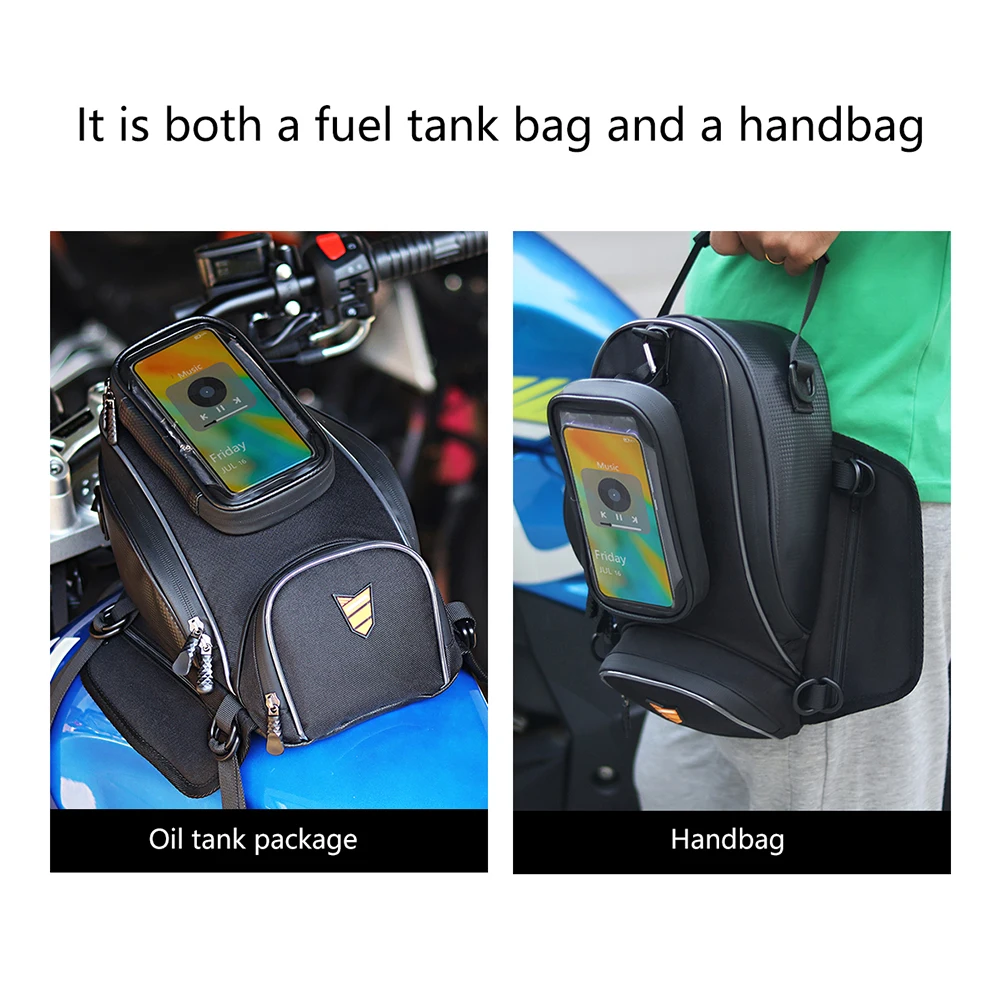 

RZAHUAHU Fuel Tank Bag Screen Touch Phone Holder Motorcycle Frame Storage Bag Toolkit Storage Quick Release Riding Accessories