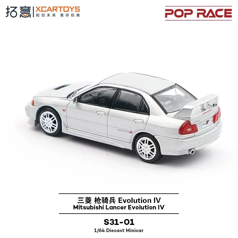 XCARTOYS POPRACE 1:64 Mitsubishi Lancer EVO IV Argento Lega di Gomma Pneumatico Modello di Auto S31-01 Collezione di Modello di Auto ornamenti