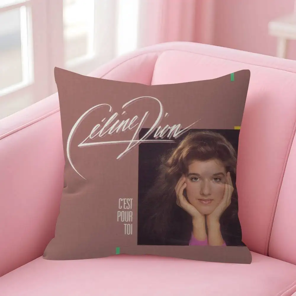 Celine Dion Schwarz-weißer, doppelseitig bedruckter Kissenbezug, kurzer Plüsch, geeignet für Wohnzimmer, Schlafzimmer, Dekokissenbezug – Detail 13