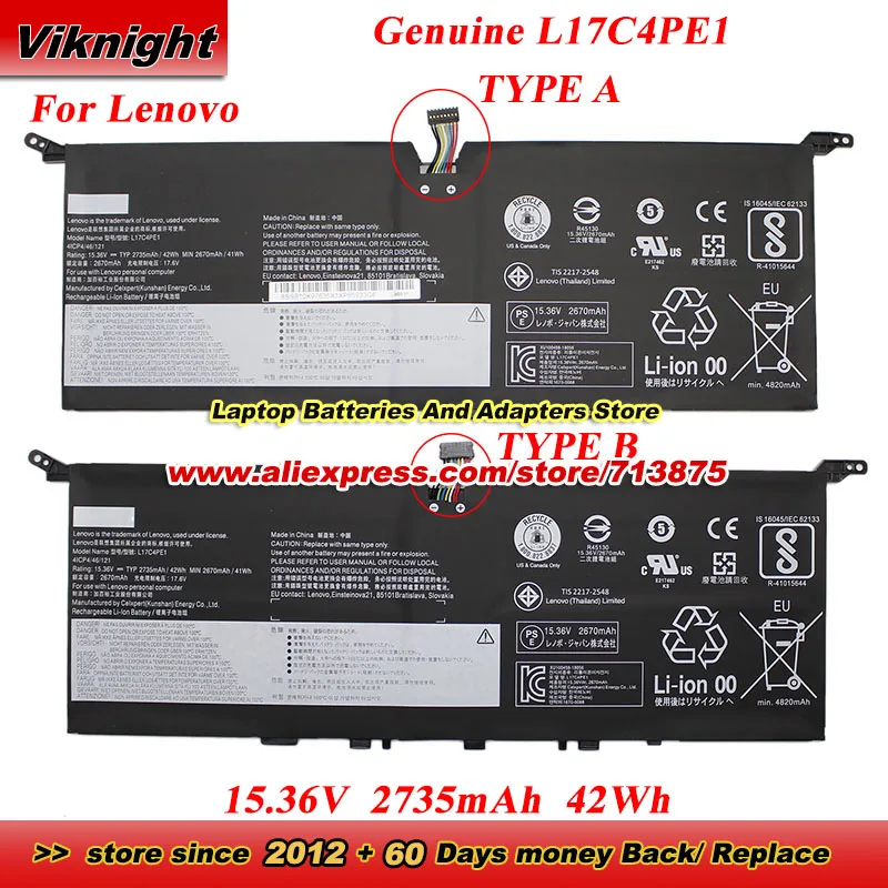 

Оригинальный аккумулятор L17C4PE1 L17M4PE1 SB10W67305 5B10R32748 5B10R32749 для ноутбука Lenovo Yoga S730-13IML S730-13IWL 730S-13IWL