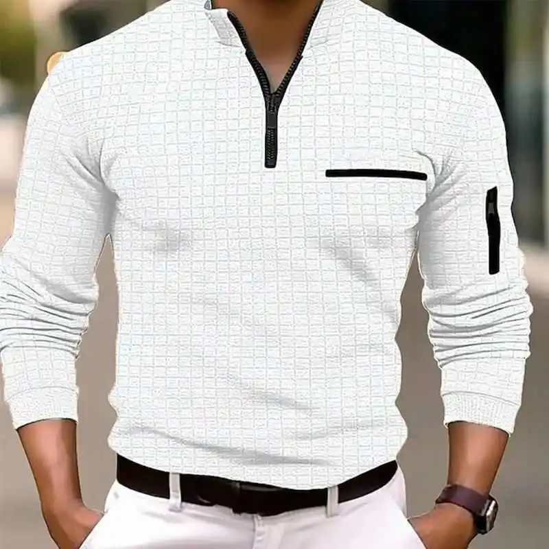

New Faion Men's Casual Cotton Long Sve irt Autumn S Fit ket Detail Thiened Mid-aged And ly Commute