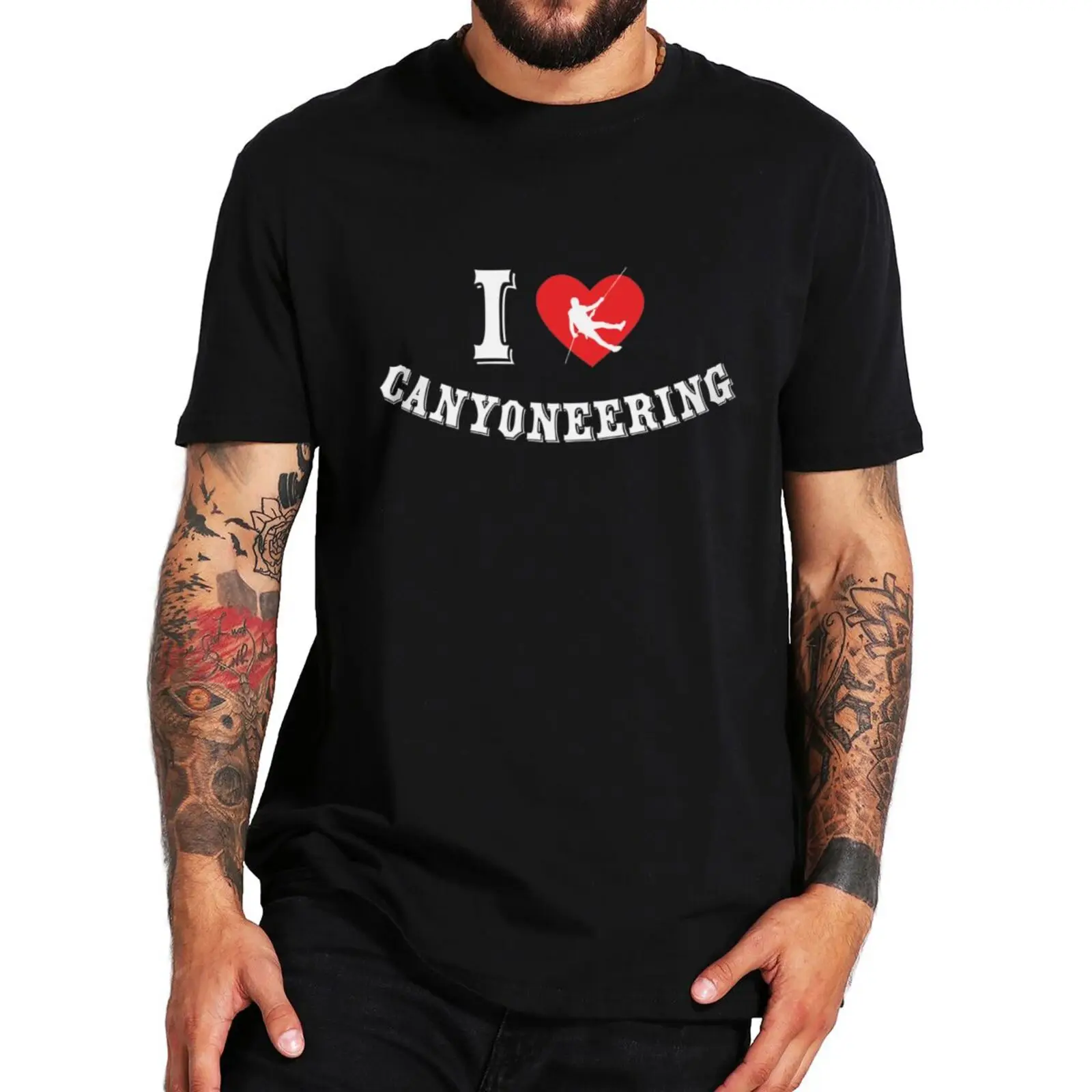 

I Love Canyoneering T Shirt Funny Canyoning Canyoneer Lovers Climbing Sports T-Shirt 100% Cotton EU Size Unisex CamisetaF