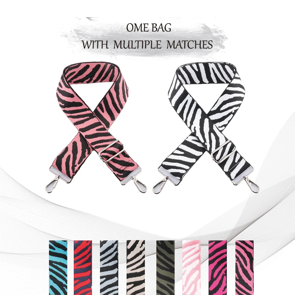 

2pcs Zebra Print Women Fashion Bag Strap Colorful Shoulder Strap Crossbody Bag Adjustable Bag Strap Adjustable Length Bag Strap