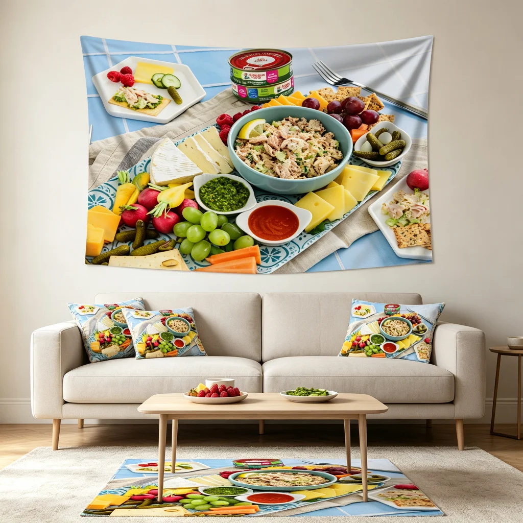 1PC Food Platter Photography Art Print Backdrop Banner, Bedroom Living Room Photo Background, Polyester, Home Decor, Wall Art