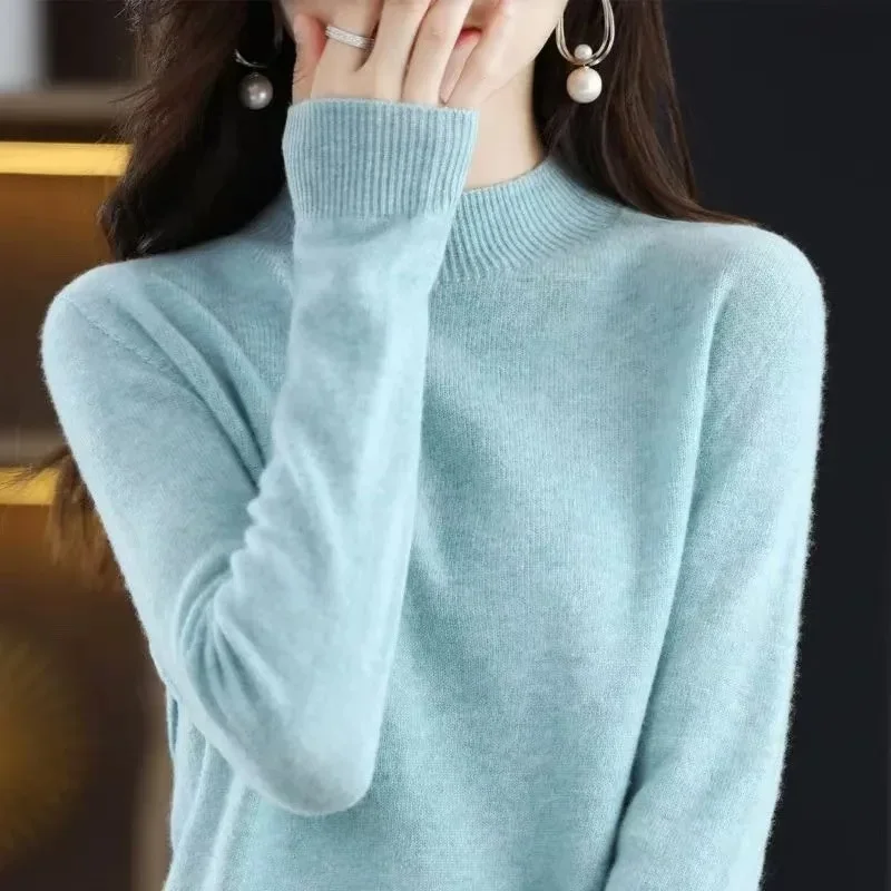 Winter new  cashmere sweater, women's half high neck thick wool sweater