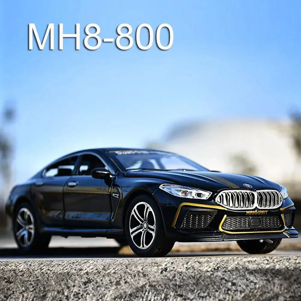 1:32 스케일 M8 MH8-800 M4 스포츠카 장난감 금속 모델 합금 라이트 사운드 풀백 고무 타이어 차량 소년 수집 선물