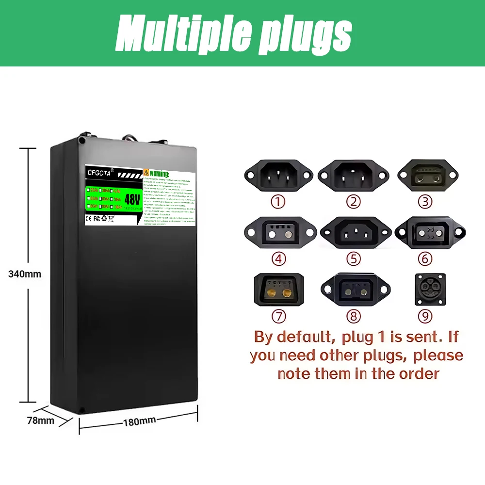 공기 고속 운송, 48V100AH, 24시간 이내에 보내기, 18650 리튬 배터리, 리튬 배터리 팩, 3000W 미만 모터에 적합