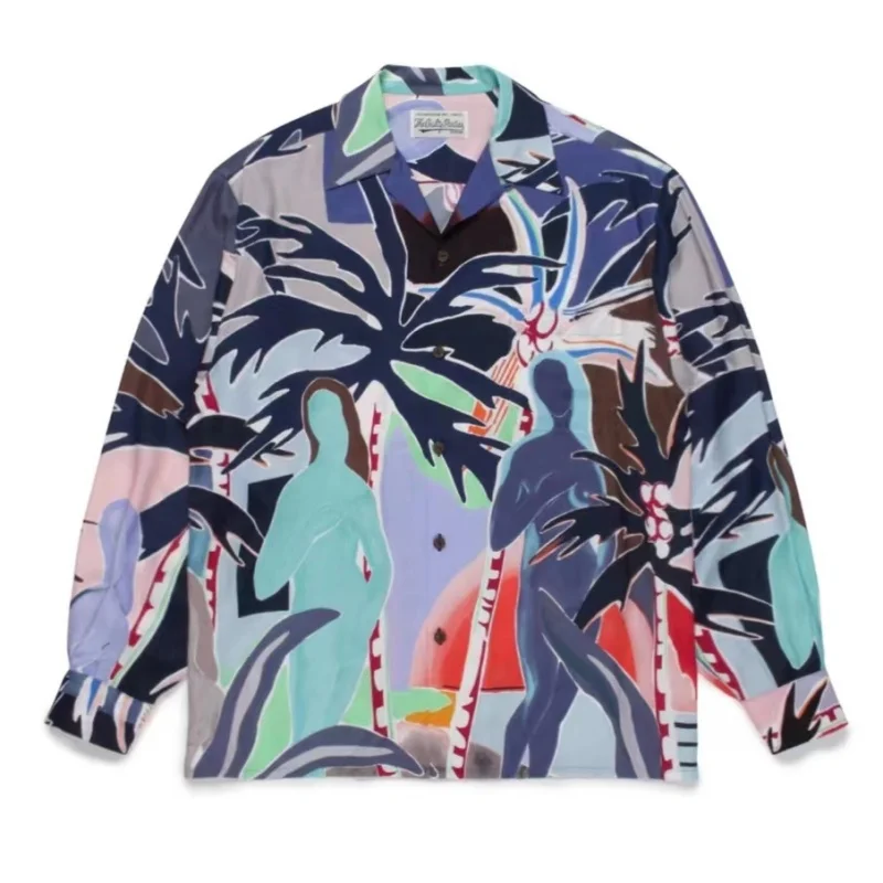 WACKO MARIA Top Quality People Paradise Figure Hawaii Autumn Loose Vintage High-end Mens Womens Long Sleeve Shirt
