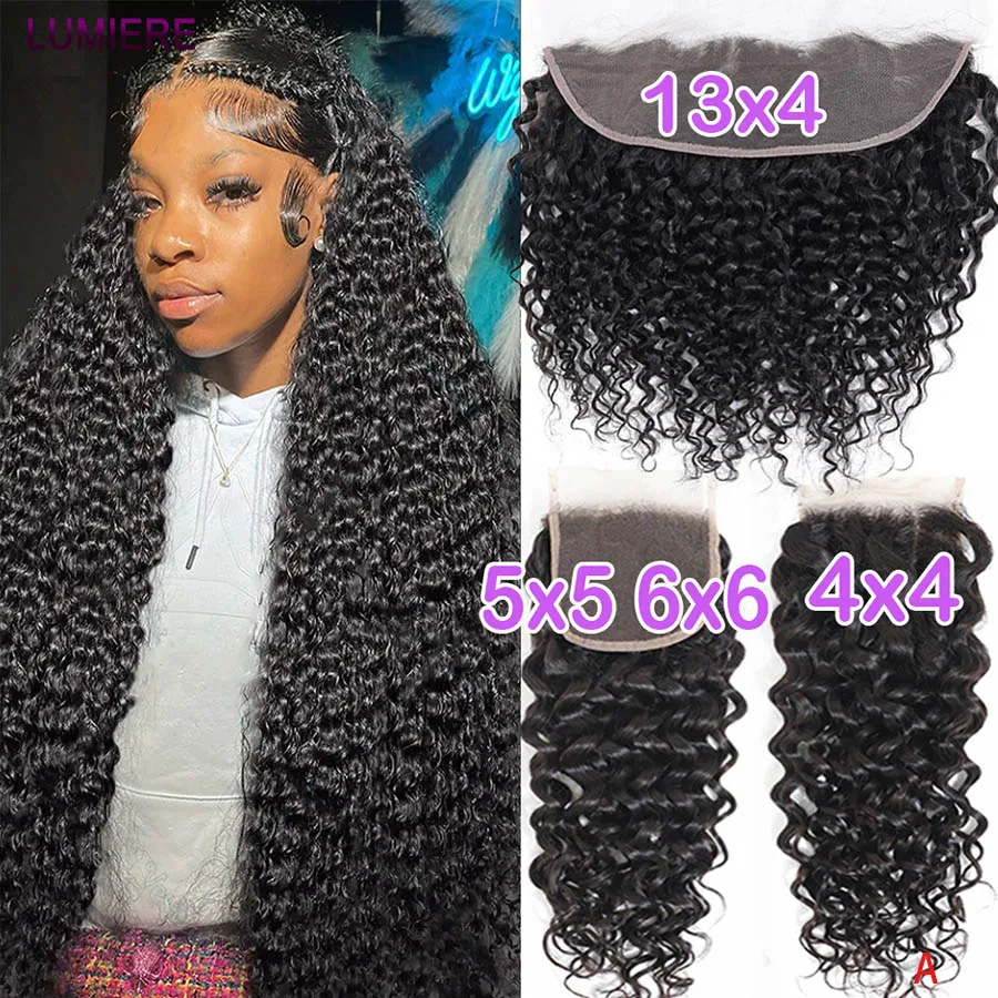 

Накладка для волос Lumiere HD 6X4 9x6 Lace Closure Water Wave, предварительно выщипанная, швейцарская, натуральный черный цвет, 100% натуральные необработанные человеческие волосы, распродажа, 20A