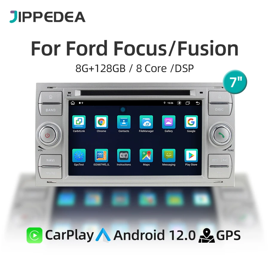 2 Din Android 12 Autoradio Stereo GPS CarPlay Car Radio For Ford Focus Fusion Mondeo S/C-Max 4G LTE WiFi Multimedia Video Player