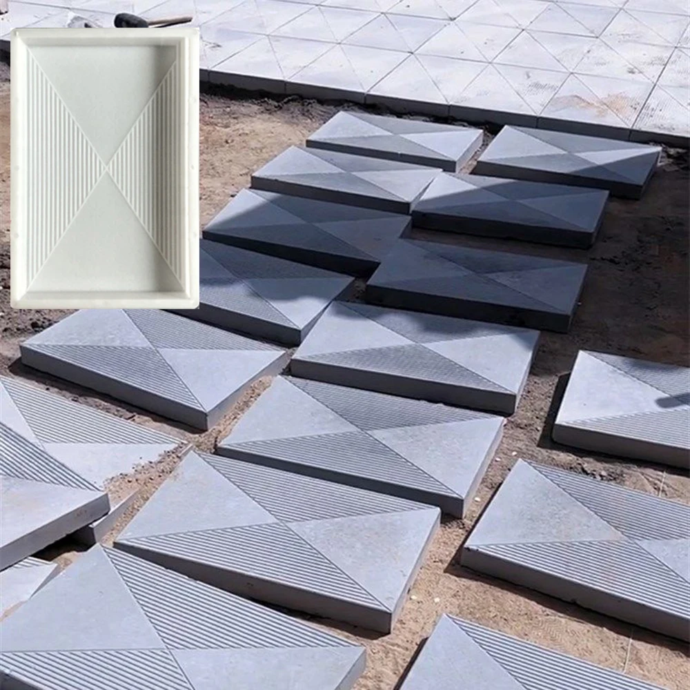 Molde de Hormigón Rectangular Geométrico para Hacer Adoquines, Molde para Ladrillos con Textura a Rayas, Fabricante de Baldosas de Cemento para Decoración de Jardines y Paisajes