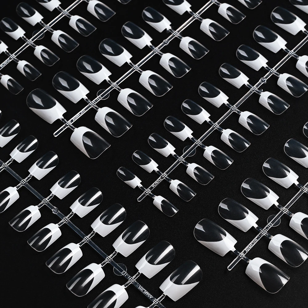 120 peças pontas de unhas de gel macio francês transparente e branco quadrado cobertura completa prensa-em unhas falsas pontas finas e grossas para mulheres e meninas *