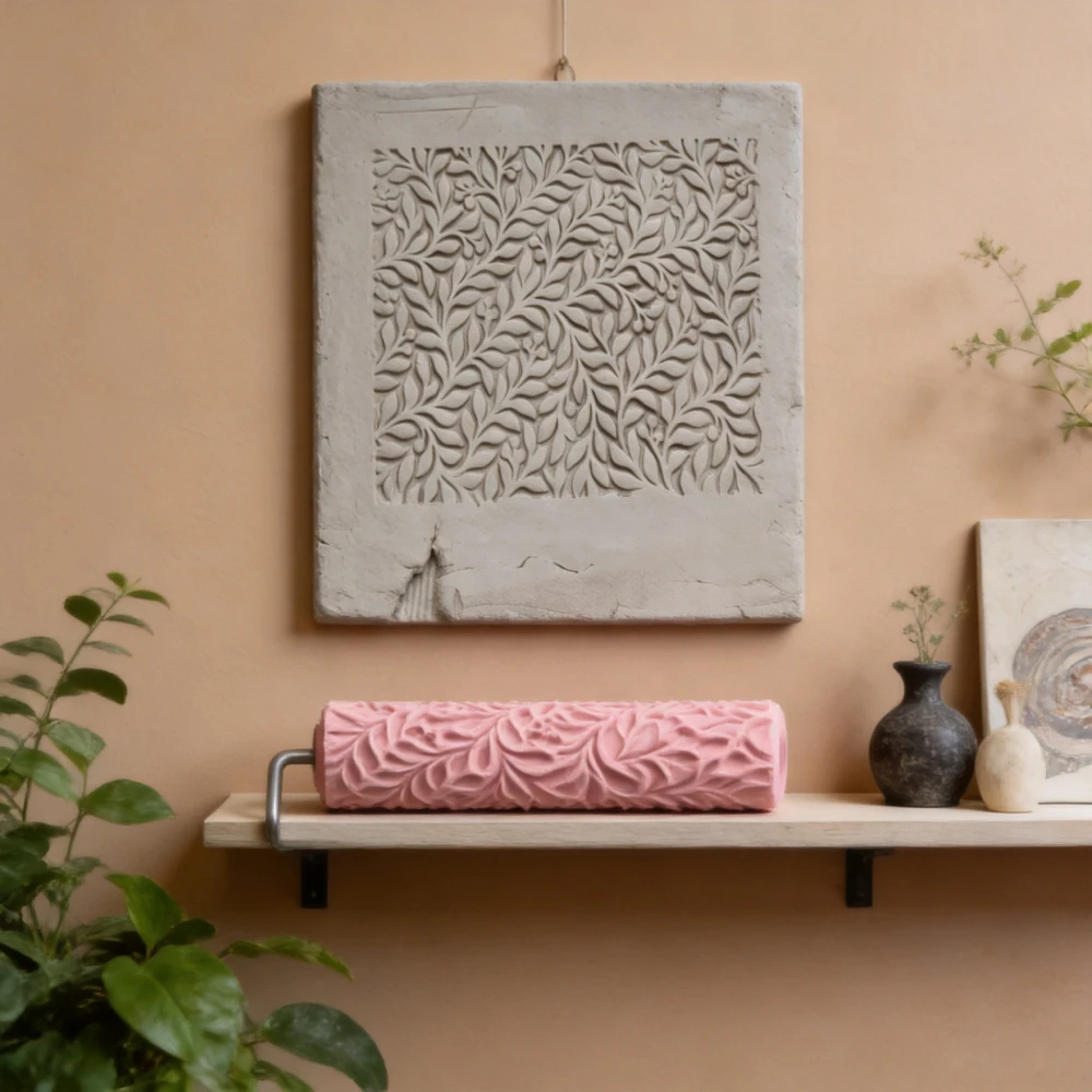 DIY Pottery Craft Berry Vine & Clusters Pattern Clay Relief Texture Roller for Polymer Clay Ceramic Art Fon Rolling Pin Tool