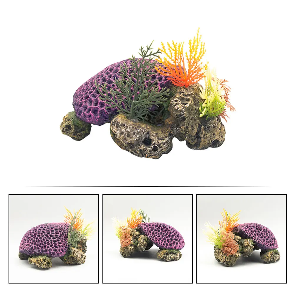 

1Pcs Fake Coral Decor Turtle Shape Simulation Coral Ornament for Aquarium Fish Tank Natural Vivid Environment Resin Made
