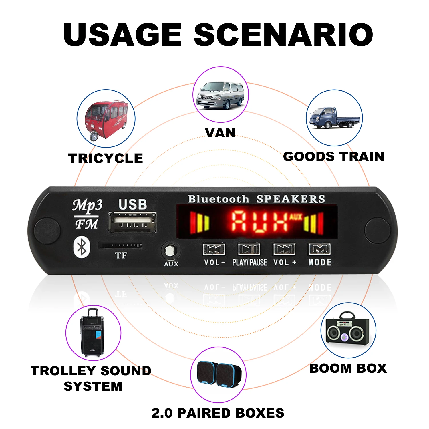 ARUIMEI 9V 12V Car MP3 WMA Decoder Board Audio MP3 Player USB TF FM Radio Module Wireless Bluetooth 5.0 For Car