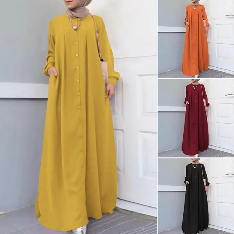 Spring and Autumn Long Skirt plus Size Women's Wear Autumn Loose Temperament office lady Long Robe Dress