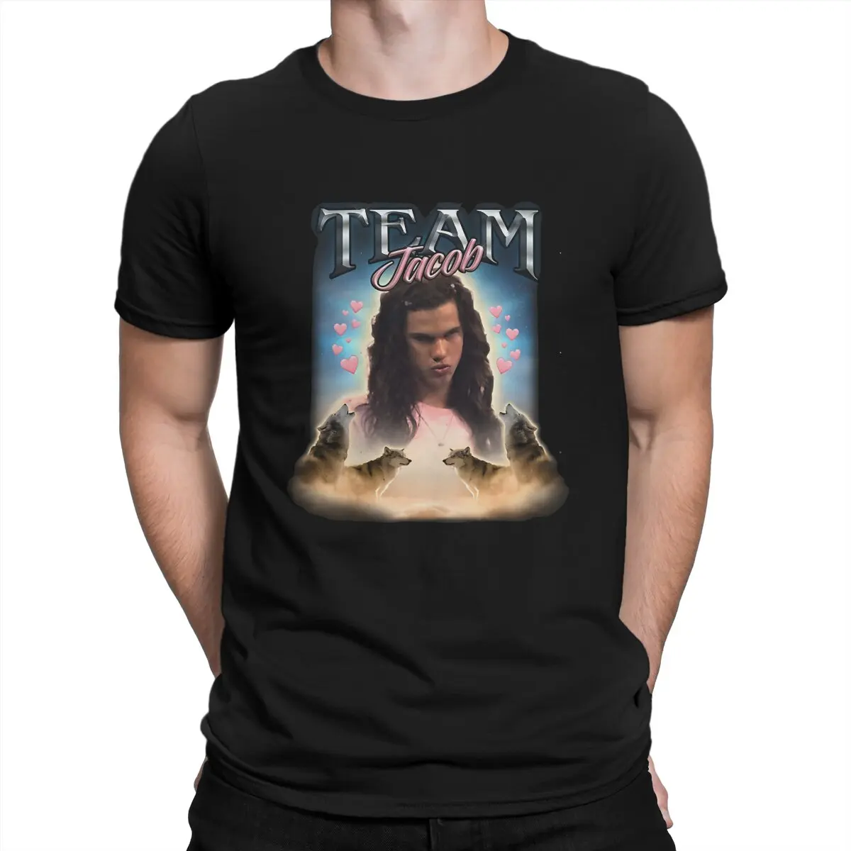 Team Jacob Twilight Cursed Men's T Shirt Twilight Novelty Tee Shirt Short Sleeve Round Neck T-Shirt Cotton Graphic Clothing