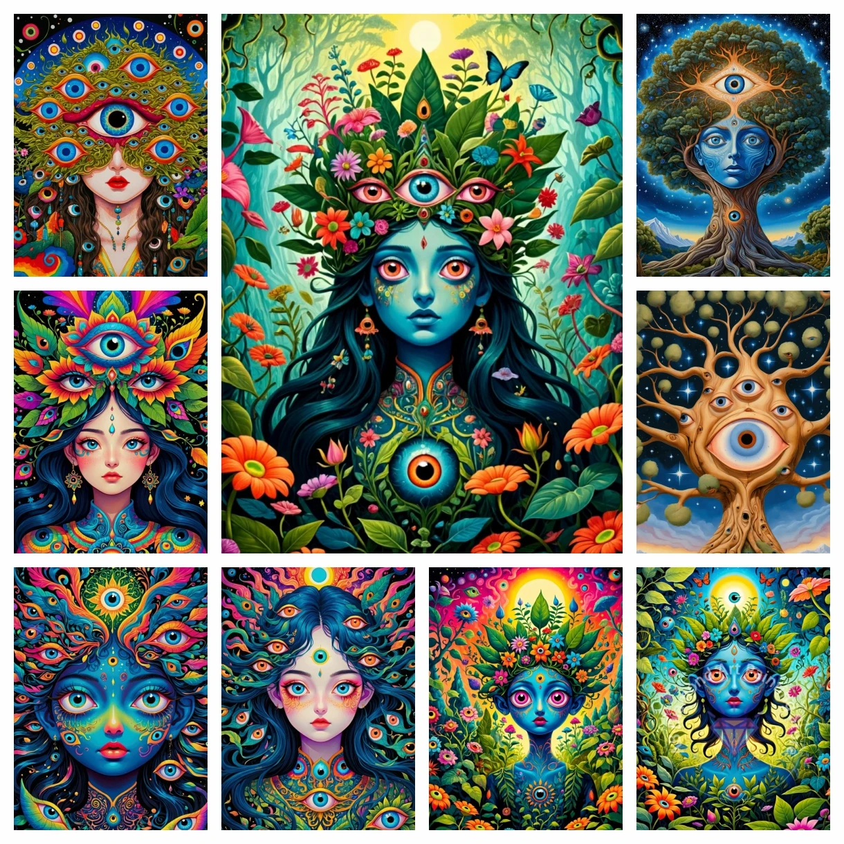 

Forest Psychedelic Eye AB Diamond Painting Kit Embroidery Color Oil Painting Hand Mosaic Art 5D Home decor Gift for children