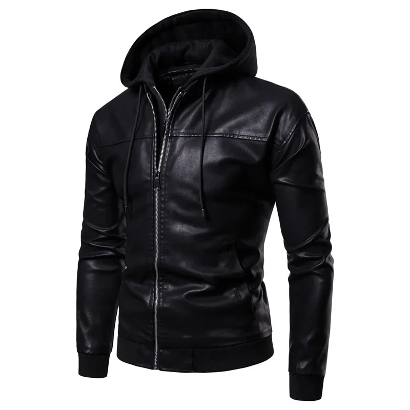 Trend New Cool Motorcycle  Leather Jacket  Suit High Quality Men\'s Designer Warm  Leather Cardigan Tops