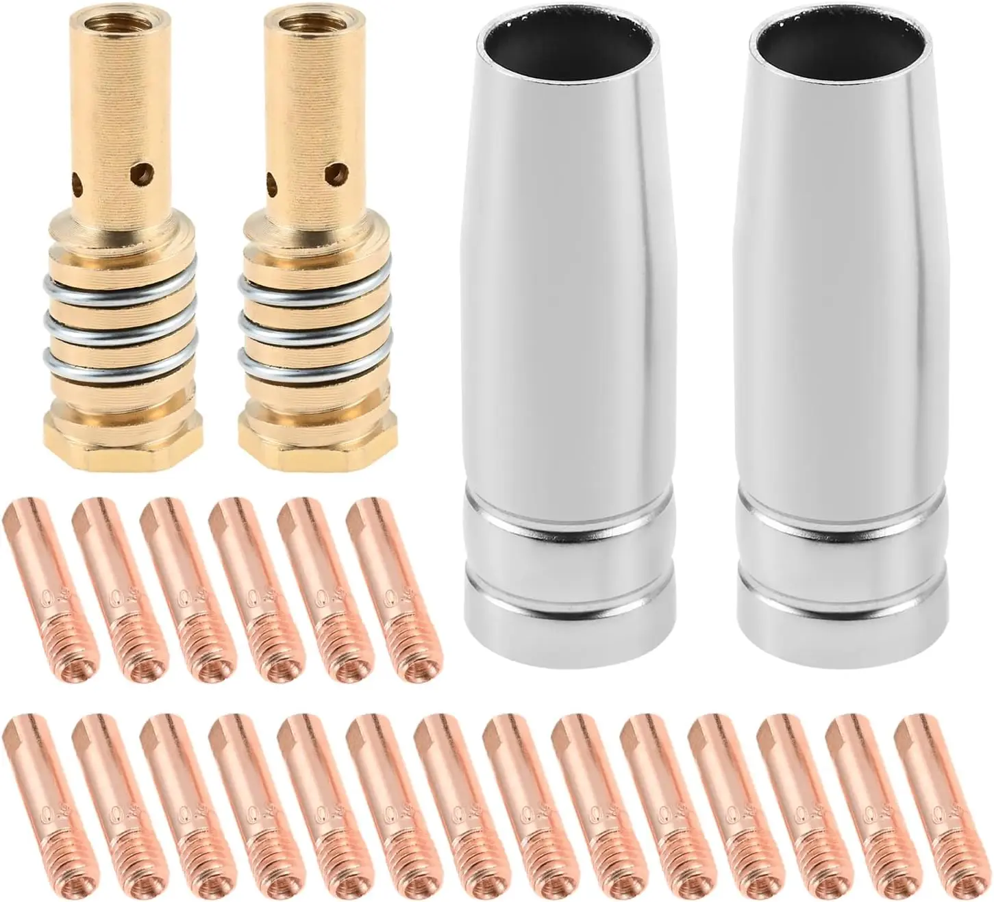 

Комплект аксессуаров для сварочной горелки MIG 14AK, 24 сменных наконечника-сопла (0,035 дюйма) для сварочной горелки MIG145