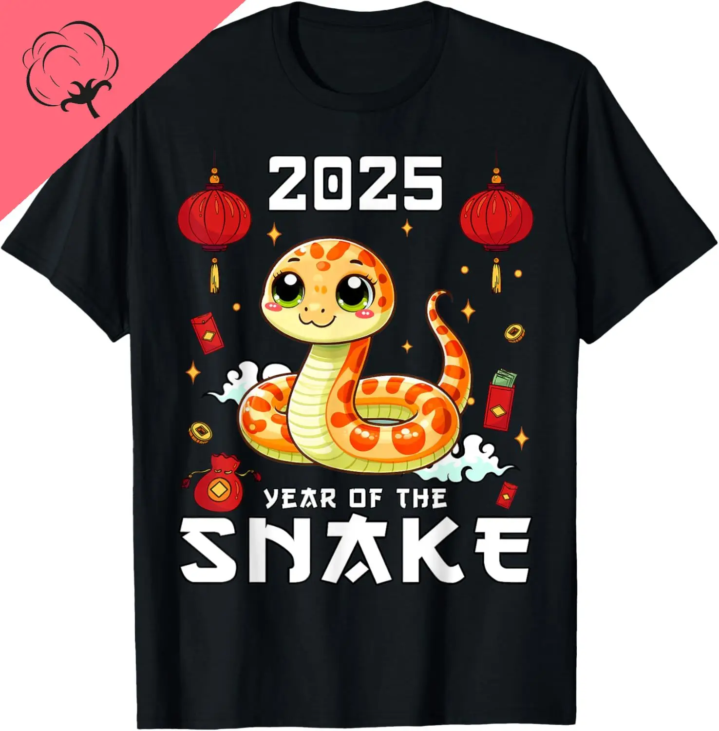 Chinese New Year Snake The Year of The Snake 2025 T-Shirt Print Original Design Gifts T Shirts Mens T Shirt Cotton Camiseta