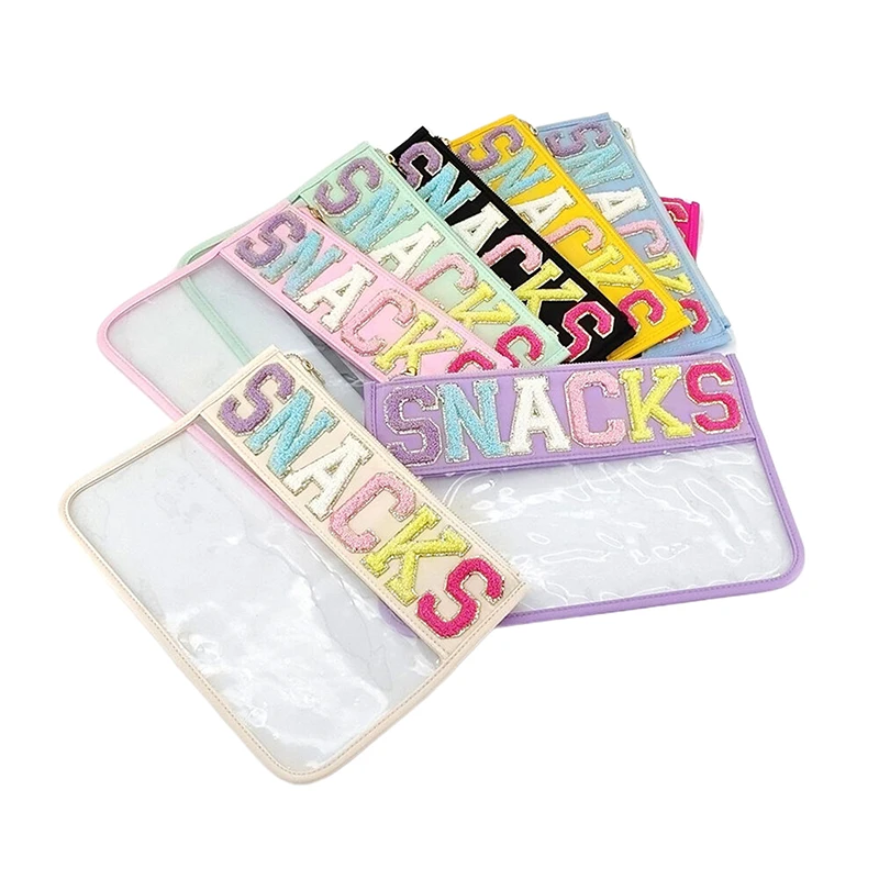 Transparent PVC Embroidery Cloth Stickers Travel Waterproof Cosmetic Bag Creative Letters Patch Handheld Makeup Organizer image 4