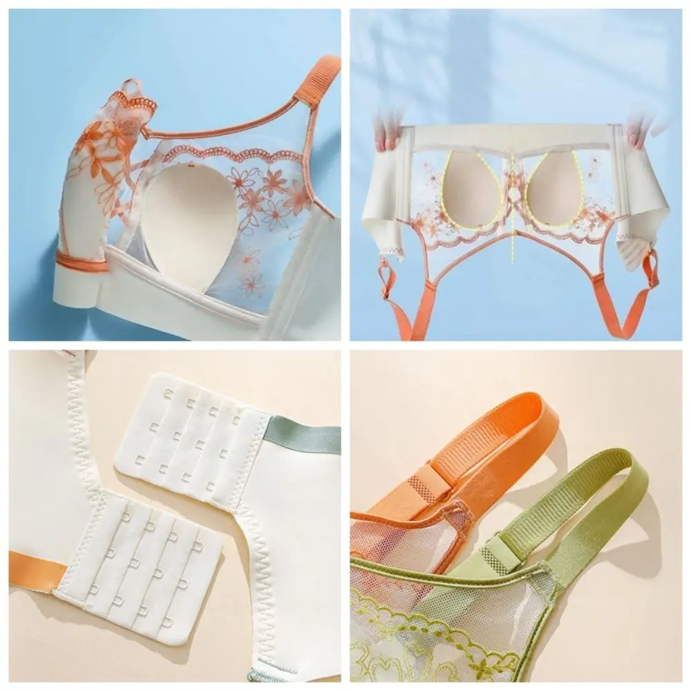 قابل للتعديل Bowknot الدانتيل العميق الخامس الصدرية للصدمات شبكة رقيقة سلس حمالات الصدر النساء مكافحة ترهل شفافة اللاسلكية الصدرية النساء #2