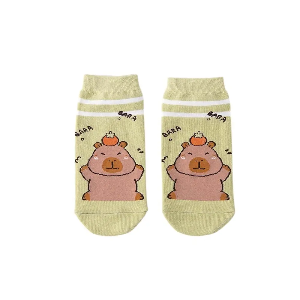 Fashion Anime Capybara Socks Letter Patchwork Short Ankle Socks Boat Kawaii Socks for Women Daily