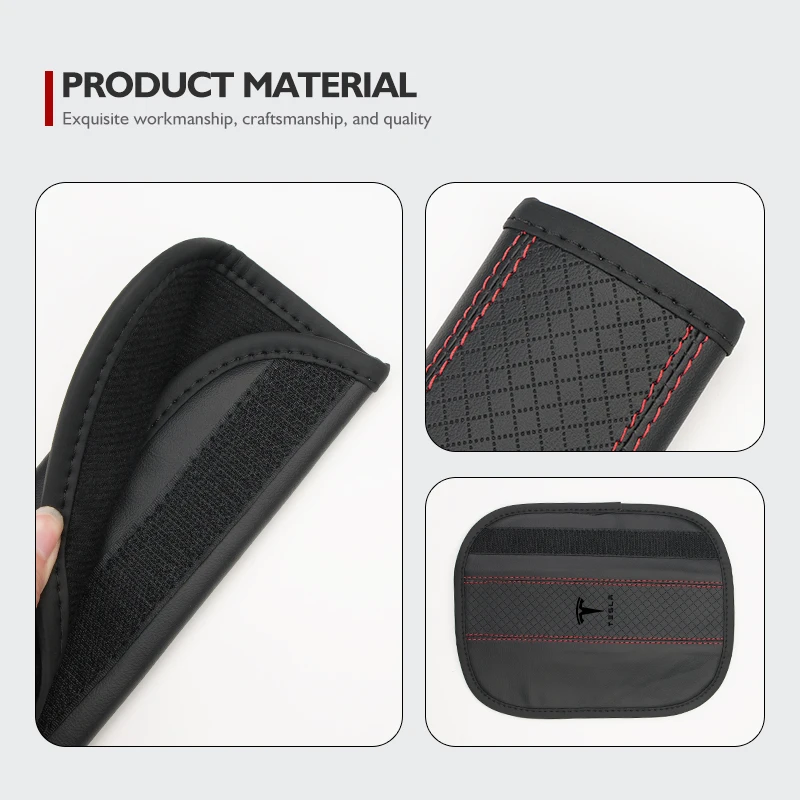 Leather Car Seat Belt Shoulder Protector Pad Auto Accessories For Tesla Model 3 Y S X Roadster Bonina Coil