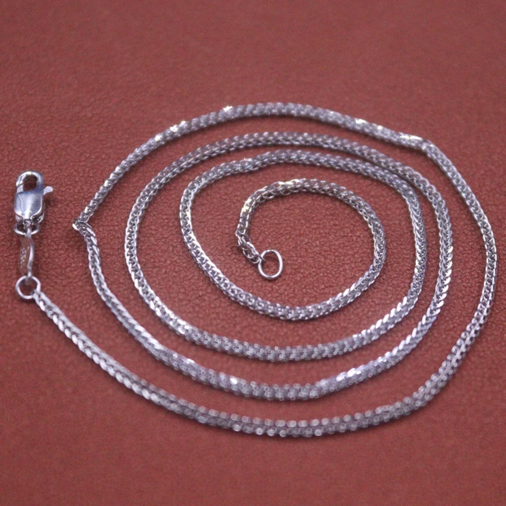 Real Pure Platinum 950 Chain Women Lucky Gift 1.1mm Wheat Link Necklace 4.1g/45cm