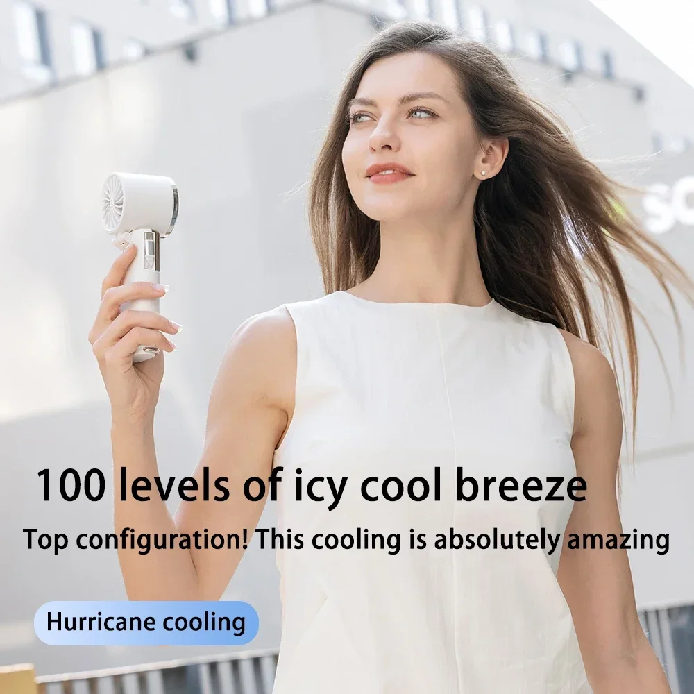 مروحة تبريد محمولة للغاية مع كابل تمديد مدمج وبطارية ذات سعة كبيرة، مروحة محمولة عالية السرعة للشحن