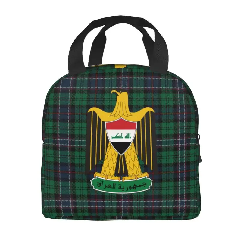 Emblem Of Iraq Insulated Lunch Bag for Women Portable Iraqi Flag Eagle Thermal Cooler Bento Box Kids School Children