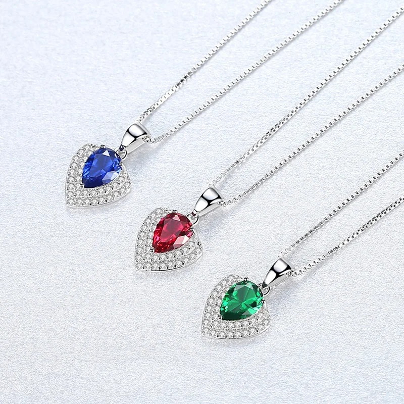 SACE GEMS Colorful Gems Pendant Necklace Women 925 Sterling Silver Clavicle Chain Wedding Party Luxury Fashion Fine Jewelry