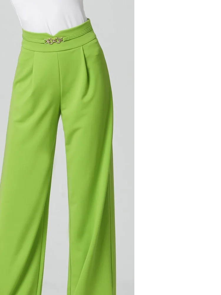 High Waist Slim Fit Dance Pants for Women – Solid Color Stretch Trousers for Ballroom Latin Stage Wear Elegant Street Trousers