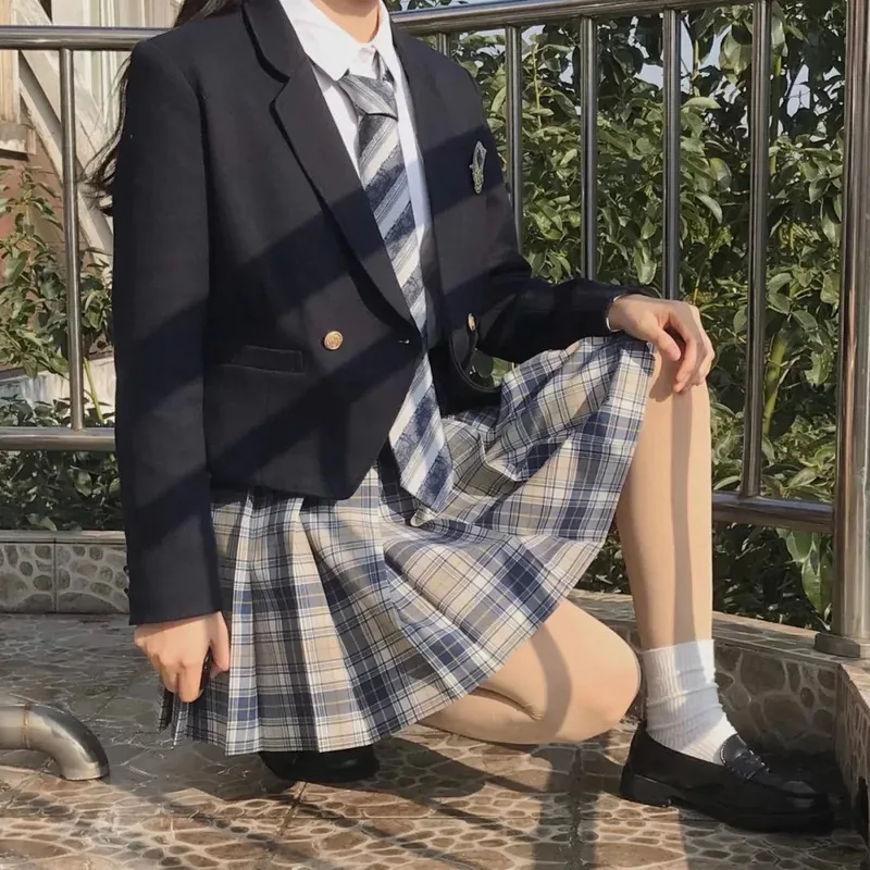 

COSda@Japanese School Uniform Blazer for Women Spring Autumn Collarless Long Sleeve Suit Jacket Coats JK Girls School UniformCOS