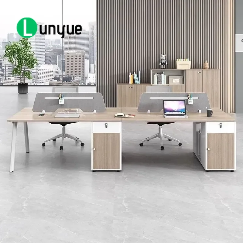 Modern Multi Person Staff Desk with Screen Office Desk and Chair Combination Simple Computer Workstation Employee Booth for