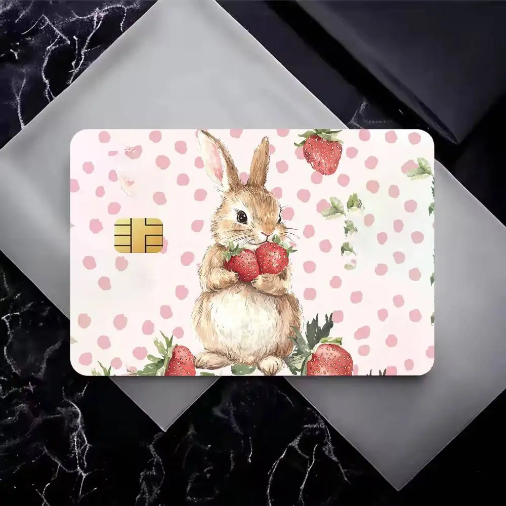Cute Rabbit Art  High‑Res Game Chip Decals Credit Card Mini Waterproof Vinyl Ornament Useful Gift