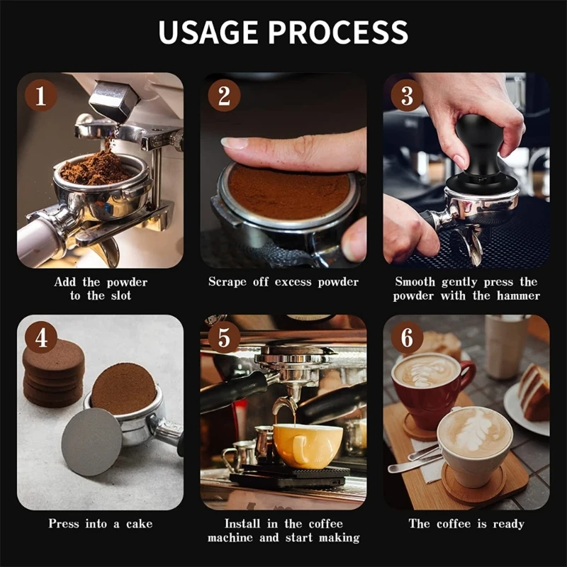 Регулируемый пресс для порошка для кофе 51/58 мм с постоянным стальным наполнителем, подпружиненный градуированный твердый кофе,