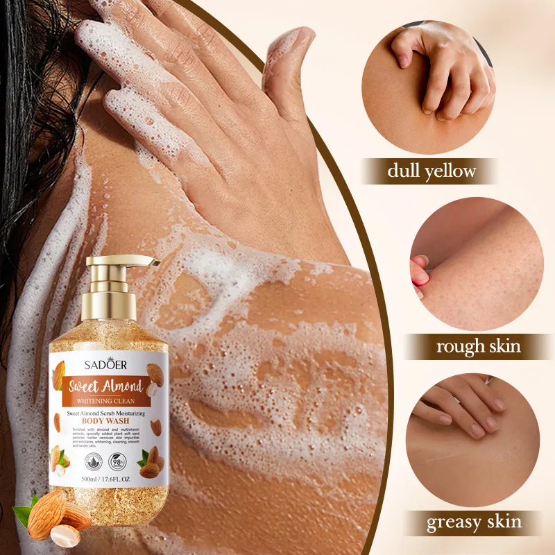 Sweet Almond Scrub Whitening, Cleaning, Moisturizing, Gentle, Comfortable, Moisturizing, Fragrant Shower Gel