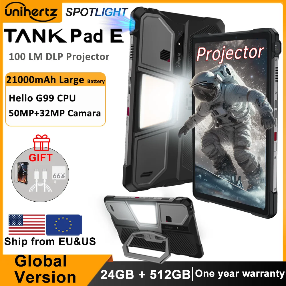 

Прочный планшет Unihertz 8849 TANK PAD E с проектором Android, 21000 мАч, 120 Гц, 50 МП, камера, 24 ГБ, 512 ГБ, 66 Вт, 10,95 дюйма, телефонный планшет