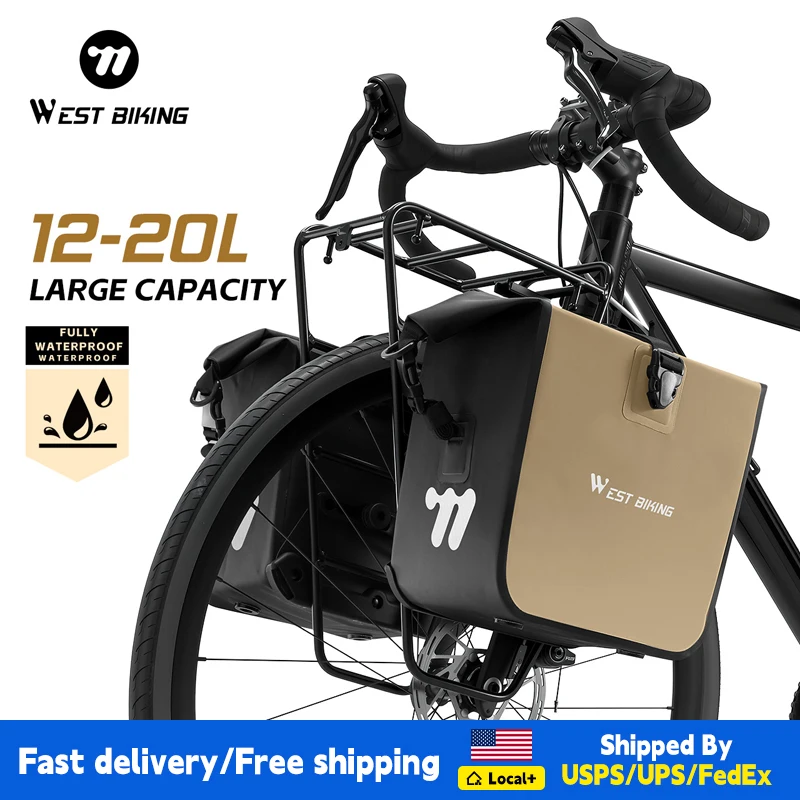 

WEST BIKING Bike Bag 12-20L Full Waterproof Bicycle Pannier Front Fork Bag Quick Release Bicycle Shelf Bag MTB Cycling Access
