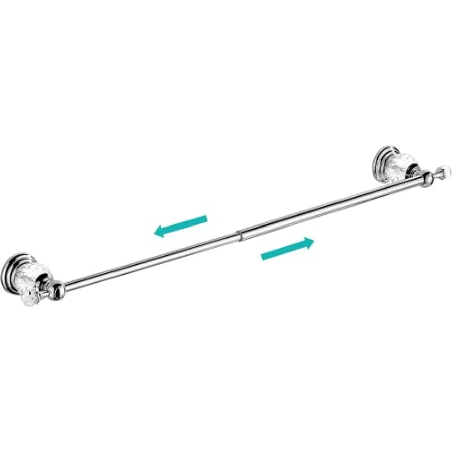 

24 Inch Adjustable Crystal Rack Silver Single Towel Holder for Bathroom Wall Mounted Modern