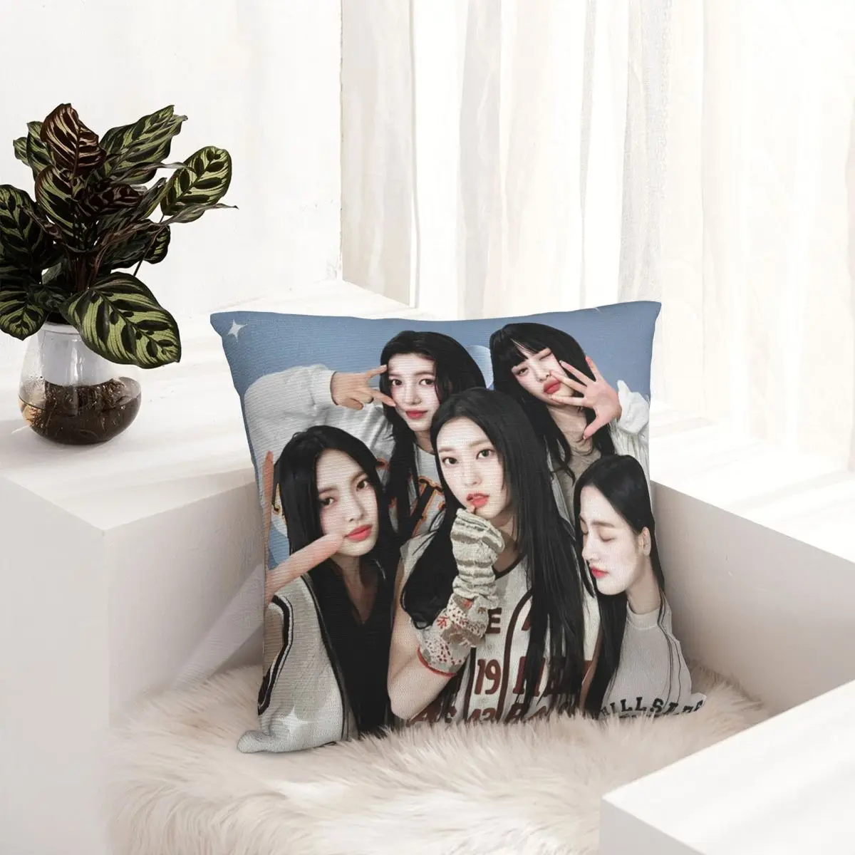 K-Pop Girl Group N-New-Jeanss المخدة غطاء وسادة بوليستر هدية كيس وسادة غطاء مقعد مربع 45X45cm
