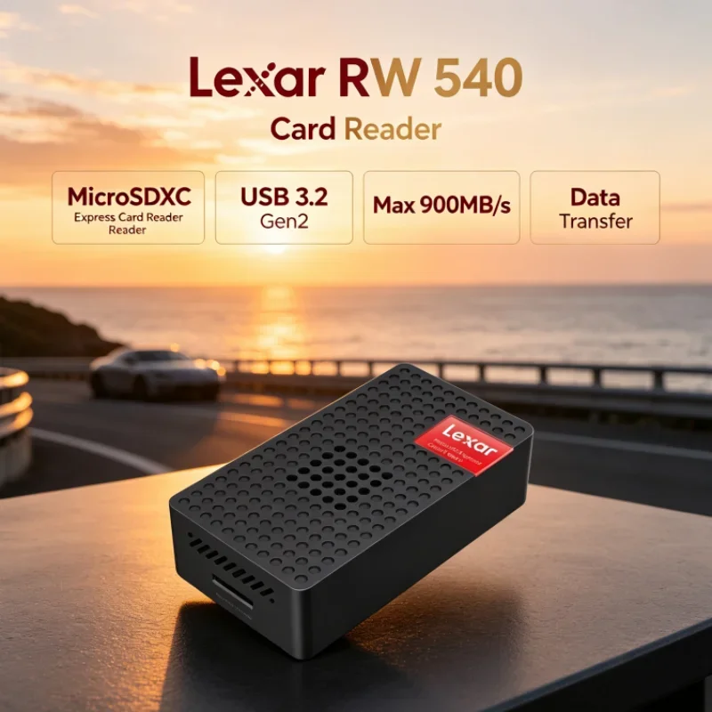 Lexar MicroSDXC Express Card Reader RW540 Built-in Fan UHS-I UHS-II PLAY PRO MicroSD Card Reader for Photo Transfer