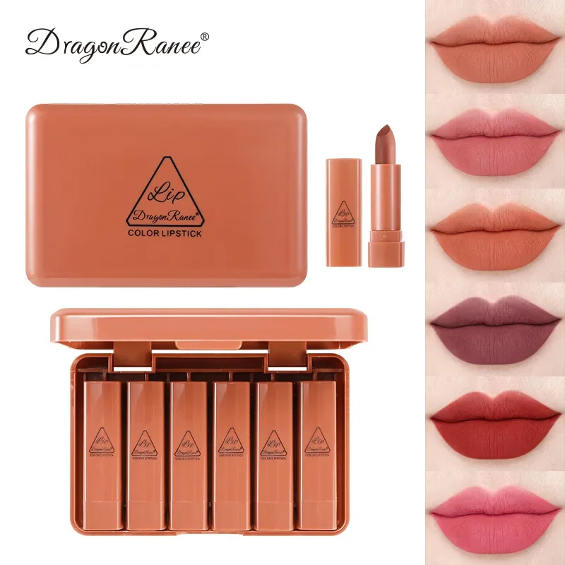 Ensemble de rouge à lèvres mat pour femmes, 6 pièces, imperméable, antiadhésif, longue durée, charmant, facile à colorer, maquillage cosmétique populaire