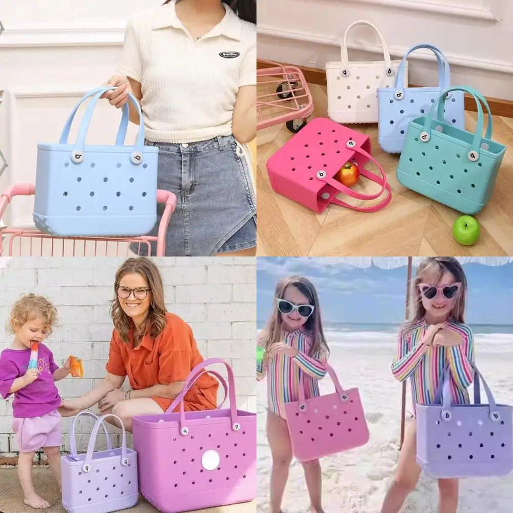 Mini Kid Beach Bogg   Waterproof Summer  Basket Women Shopping  Picnic Rubber Jelly Tote Bogg  Kid Purses